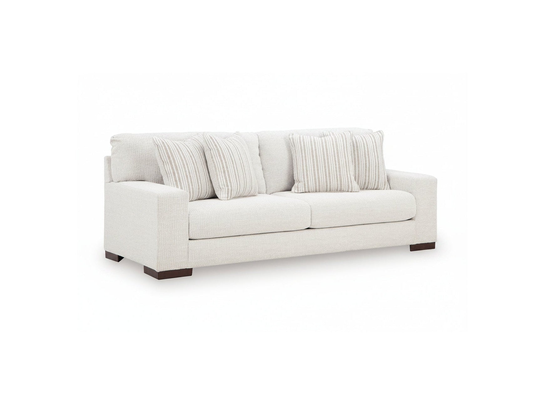 Hartside beige sofa with striped cushions on a white background.