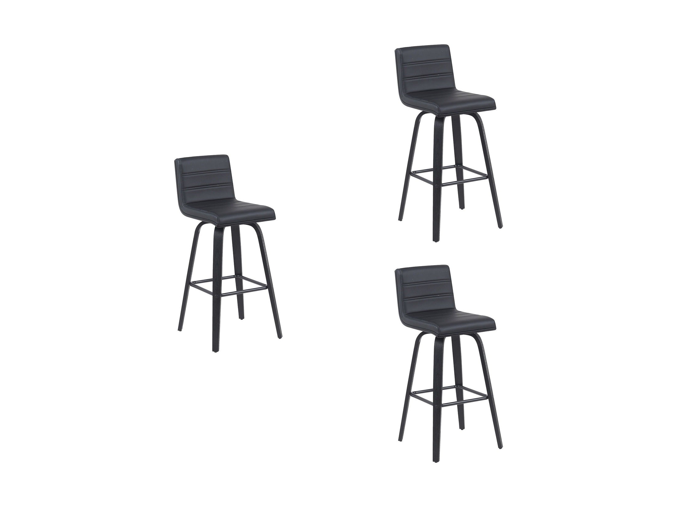 Vienna - Modern Swivel Bar Height Stool - Black Brushed Wood Frame