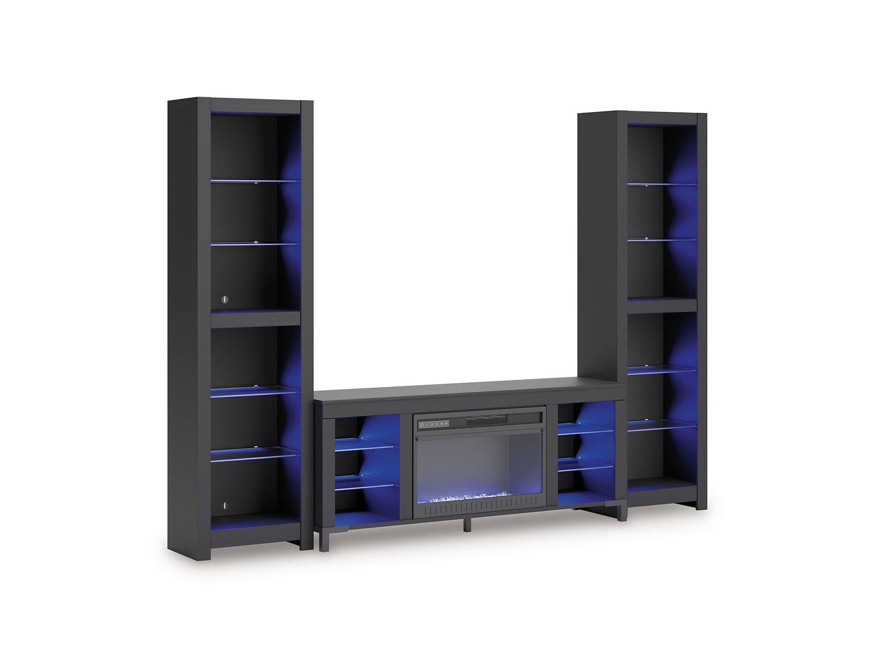 Cayberry - 3-Piece Entertainment Center With Electric Fireplace - Black