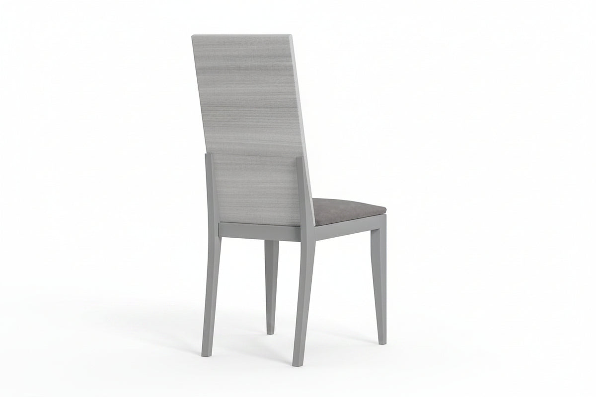 Black chair with silver legs on a white background