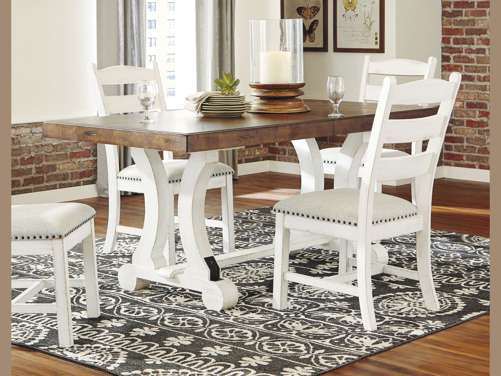 Valebeck - Rectangular Dining Room Table - White / Brown