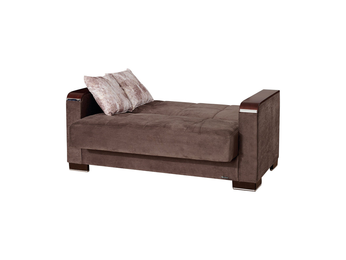 Ottomanson Armada X - Upholstered Convertible Wood Trimmed Loveseat With Storage - Microfiber
