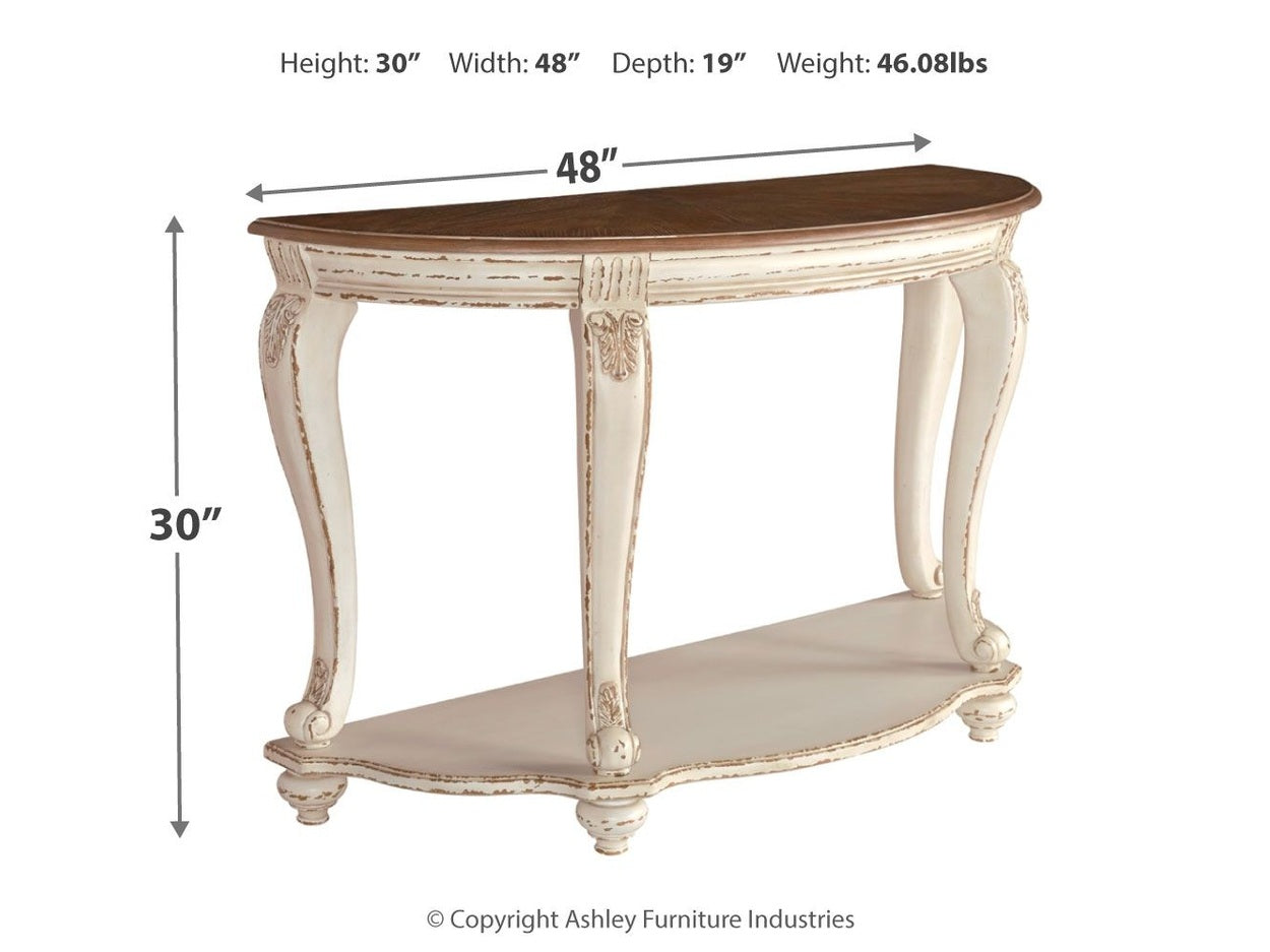 Realyn - Sofa Table - White / Brown