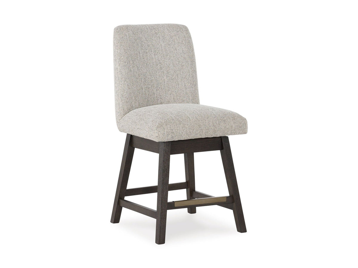 Burkhaus - Upholstered Swivel Barstool (Set of 2) - Beige / Dark Brown