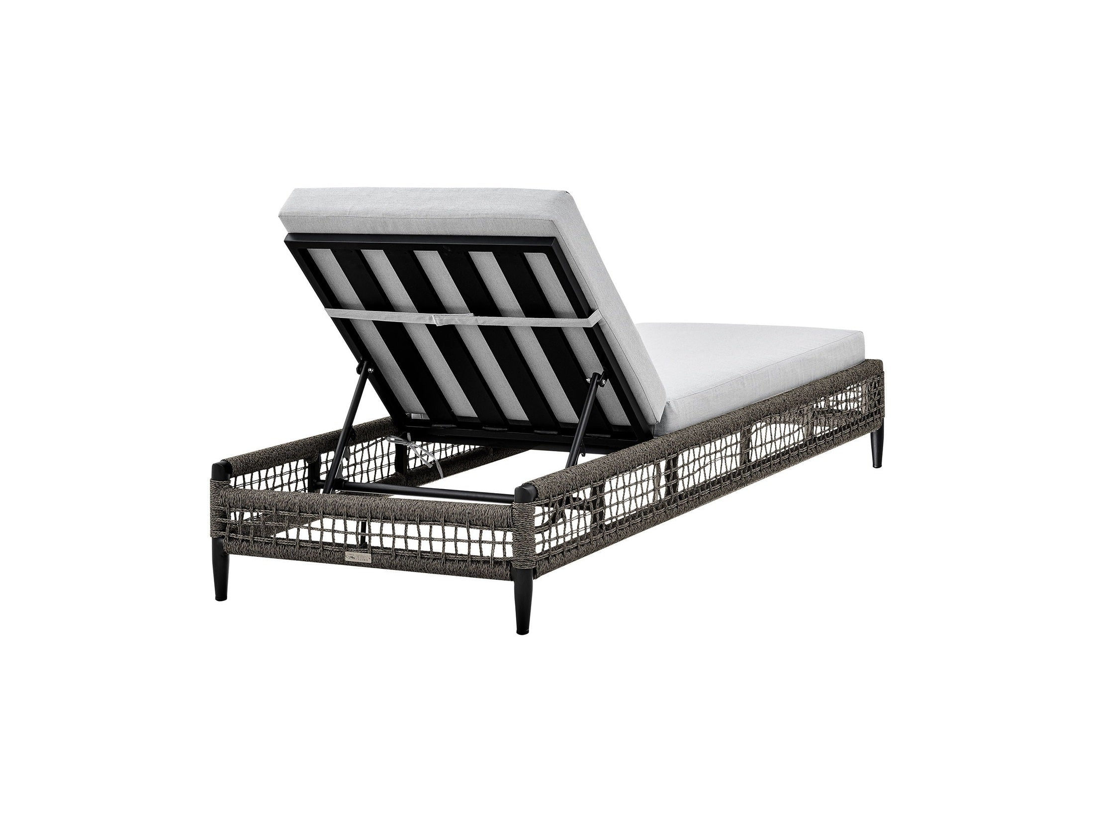 Alegria - Outdoor Patio Adjustable Chaise Lounge Chair In Aluminum With Gray Rope And Cushions