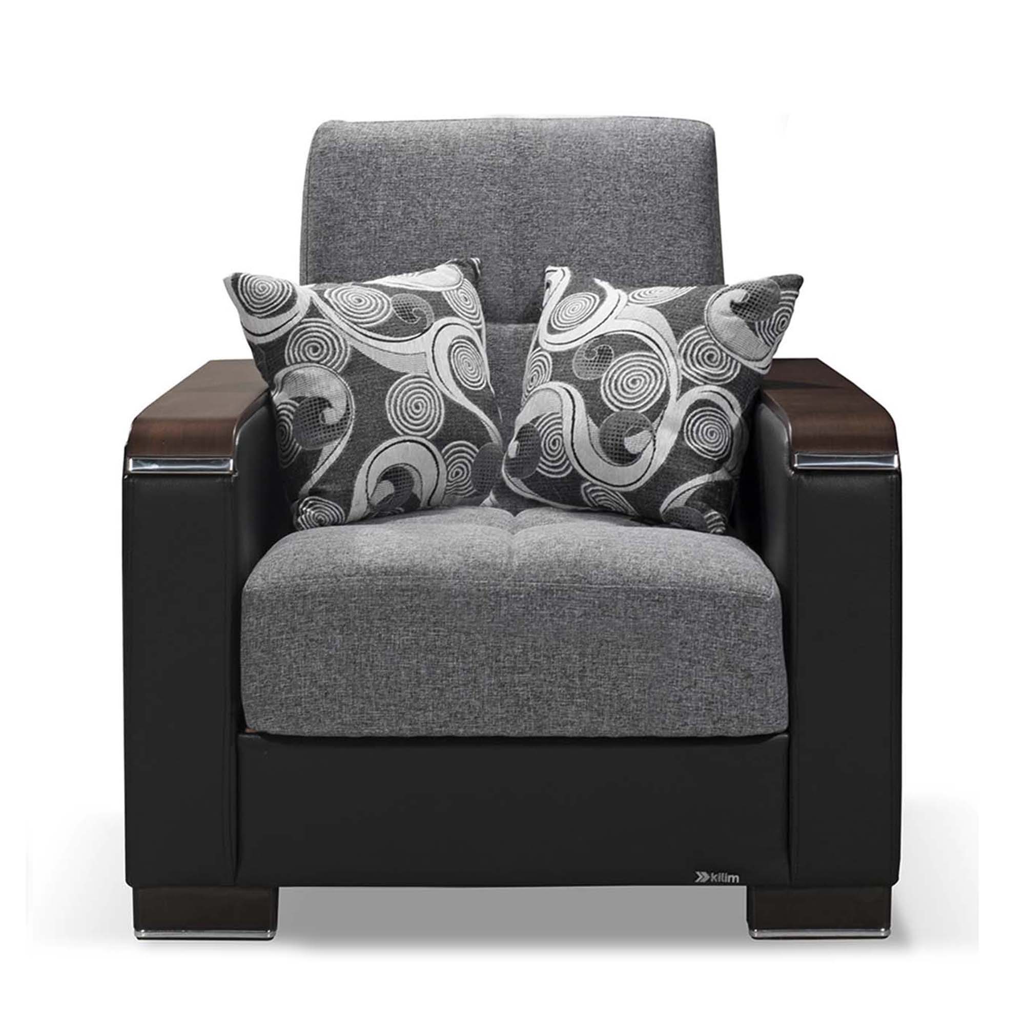 Ottomanson Armada X - Upholstered Convertible Wood Trimmed Armchair With Storage