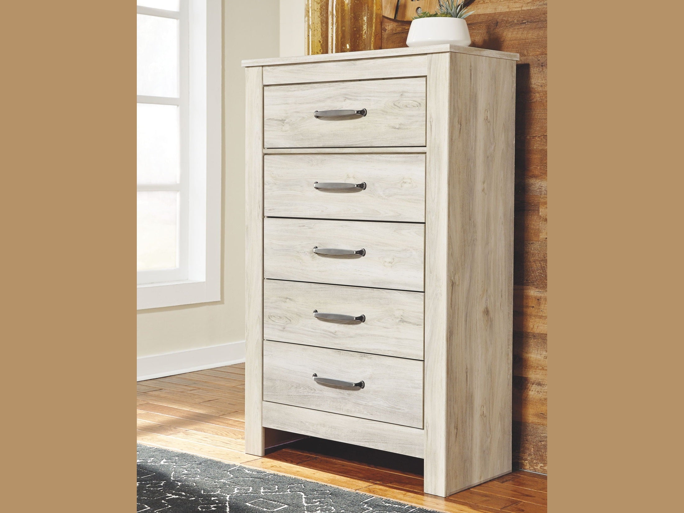 Bellaby - Five Drawer Chest - Whitewash