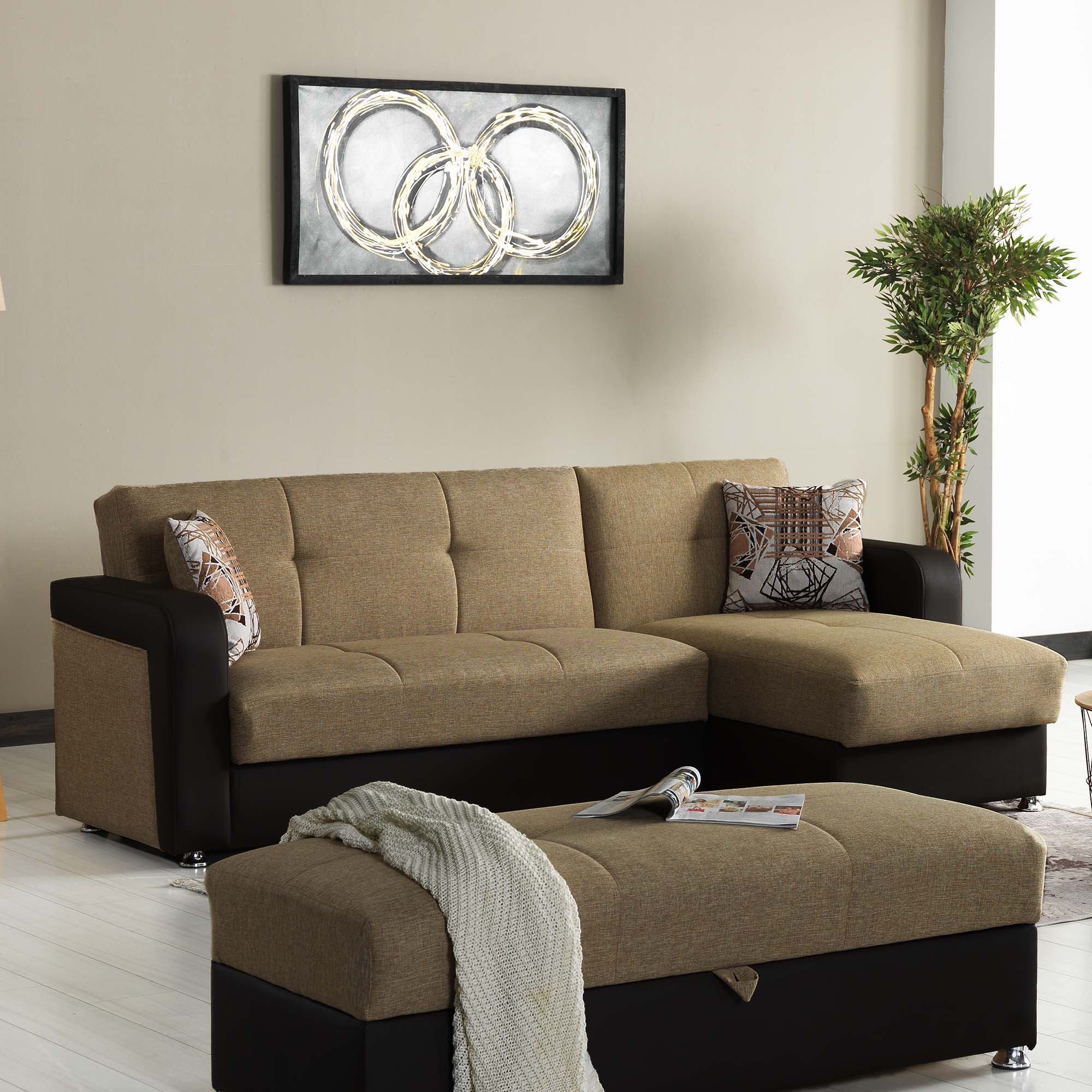 Ottomanson Harmony - Upholstered Convertible Chaise Lounge With Storage