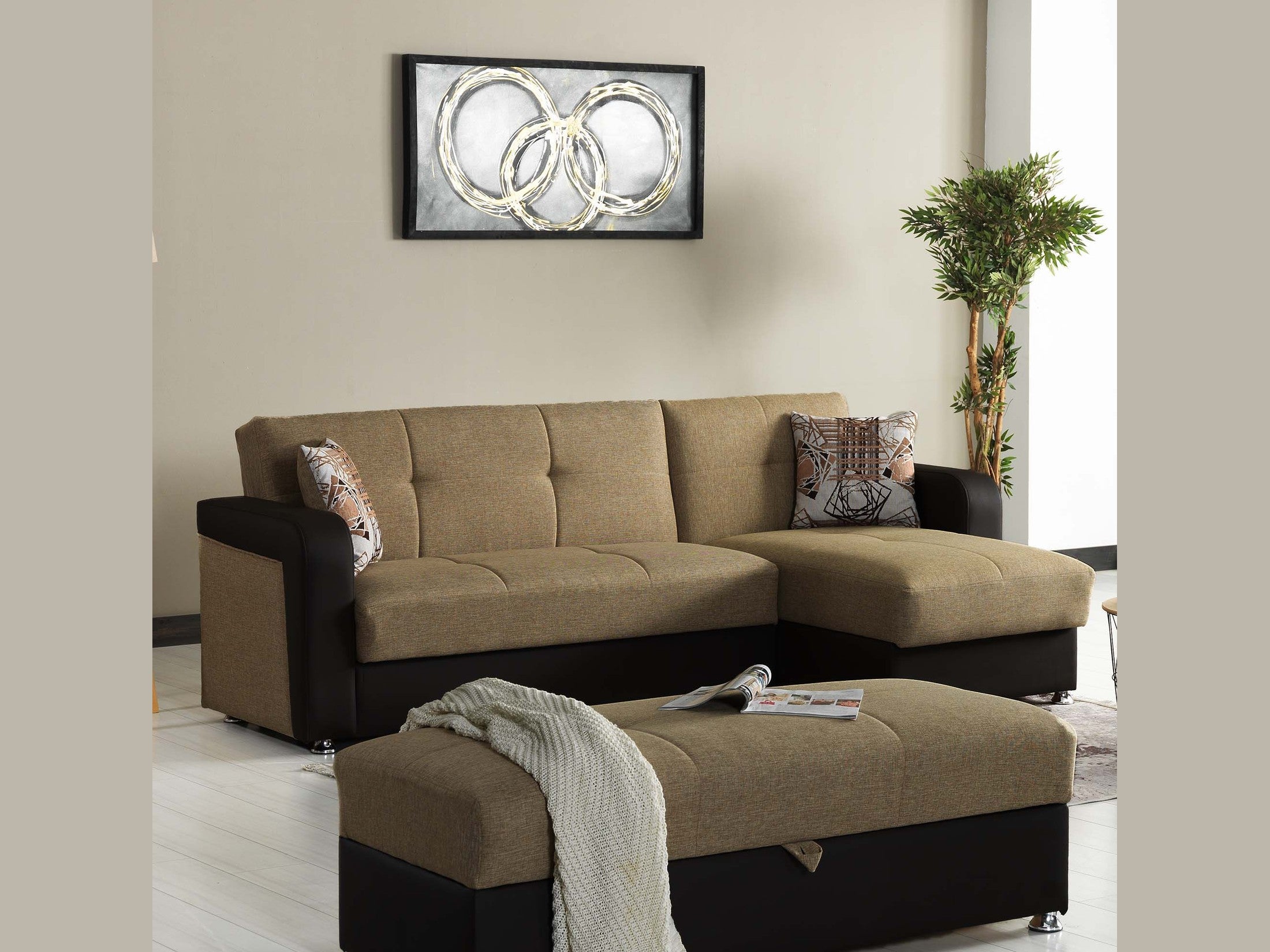 Ottomanson Harmony - Upholstered Convertible Chaise Lounge With Storage