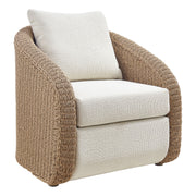 Pavilion - Rattan And Metal Outdoor Lounge Chair With Cushions - Boucle White / Natural