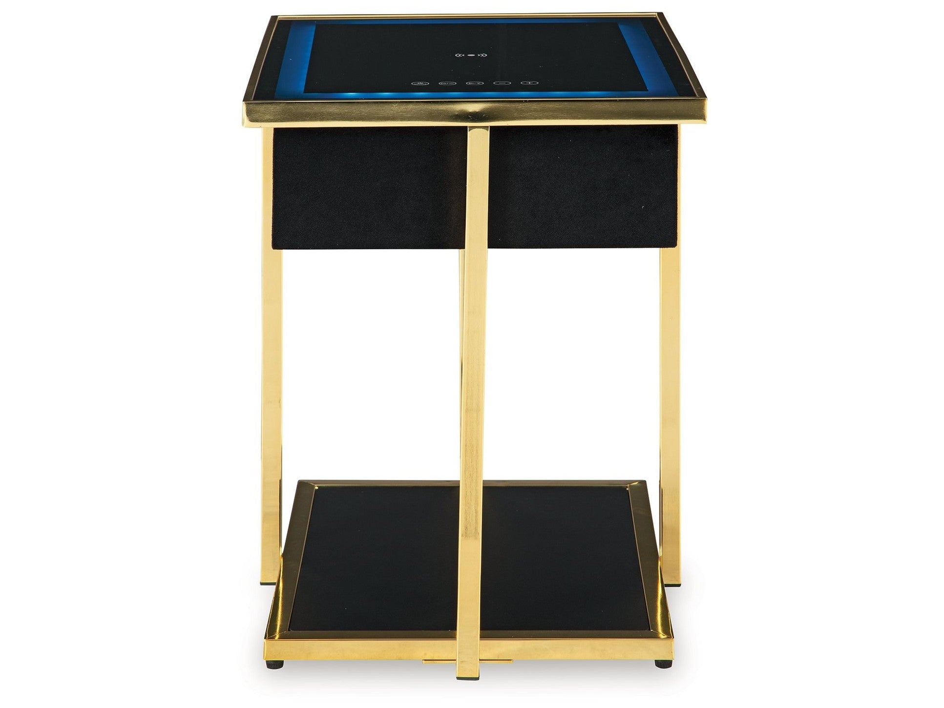 Rexwell - Accent Table With Speaker - Black / Gold Finish