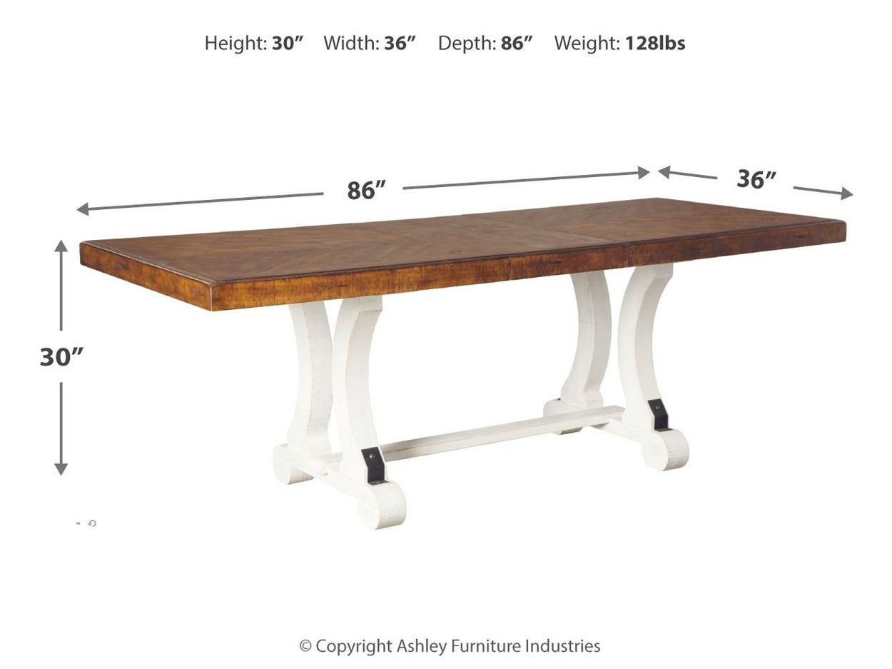 Valebeck - Rectangular Dining Room Table - White / Brown