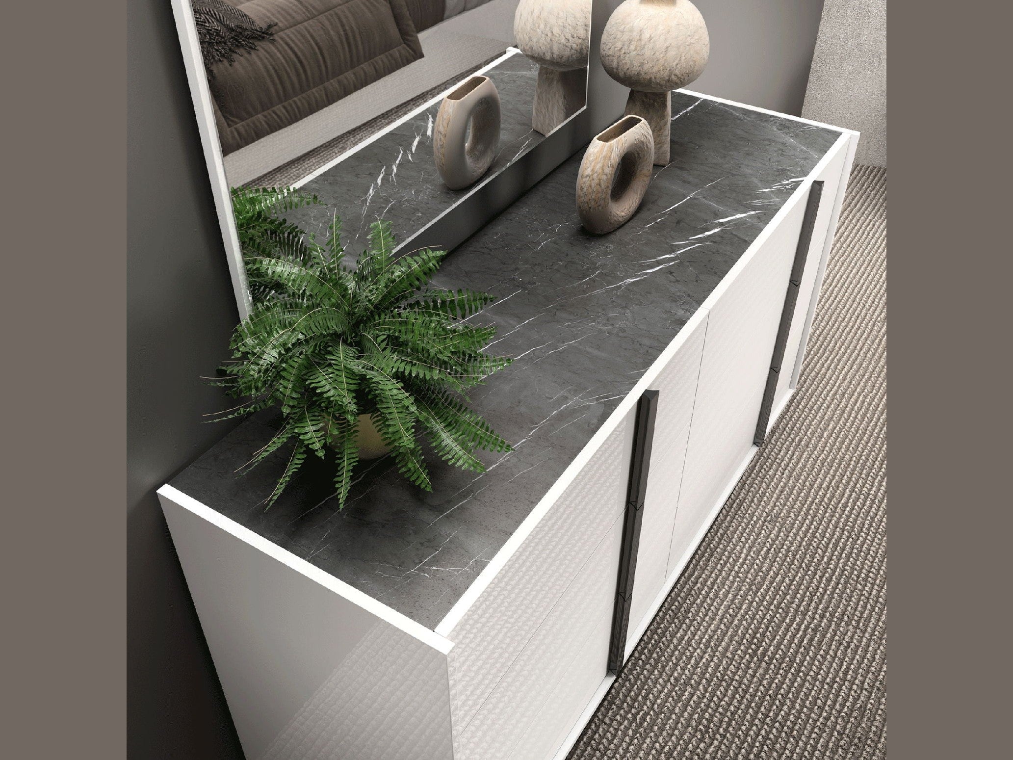 Bianca - Marble Double Dresser - White