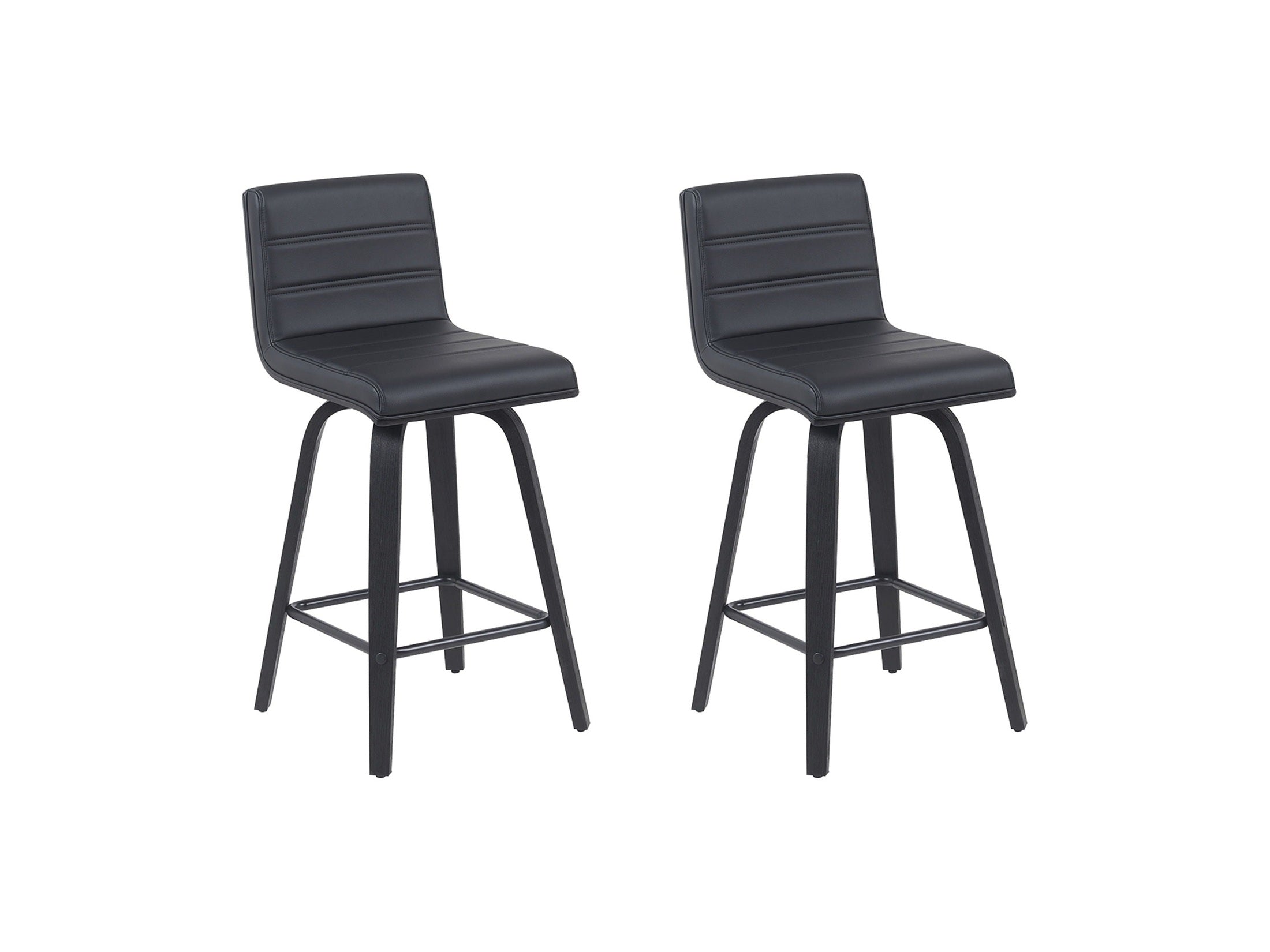 Vienna - Modern Counter Height Swivel Bar Stool - Black Brushed Wood Frame