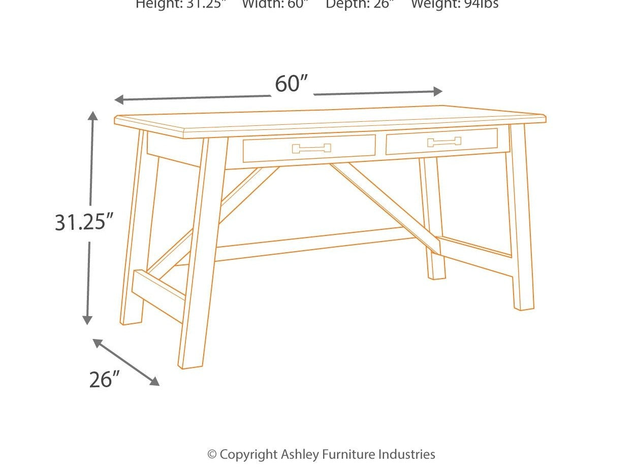 Baldridge - Home Office Large Leg Desk - Rustic Brown