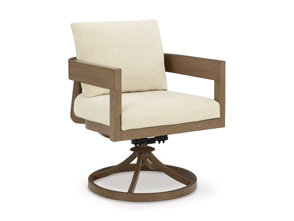 Serene Bay - Swivel Chair With Cushion (Set of 2) - Dark Brown / White