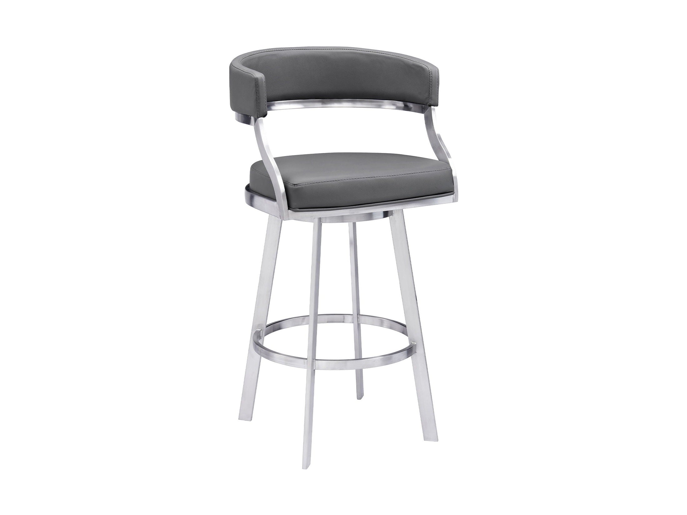 Dione - Swivel Faux Leather And Brushed Stainless Steel Bar Stool