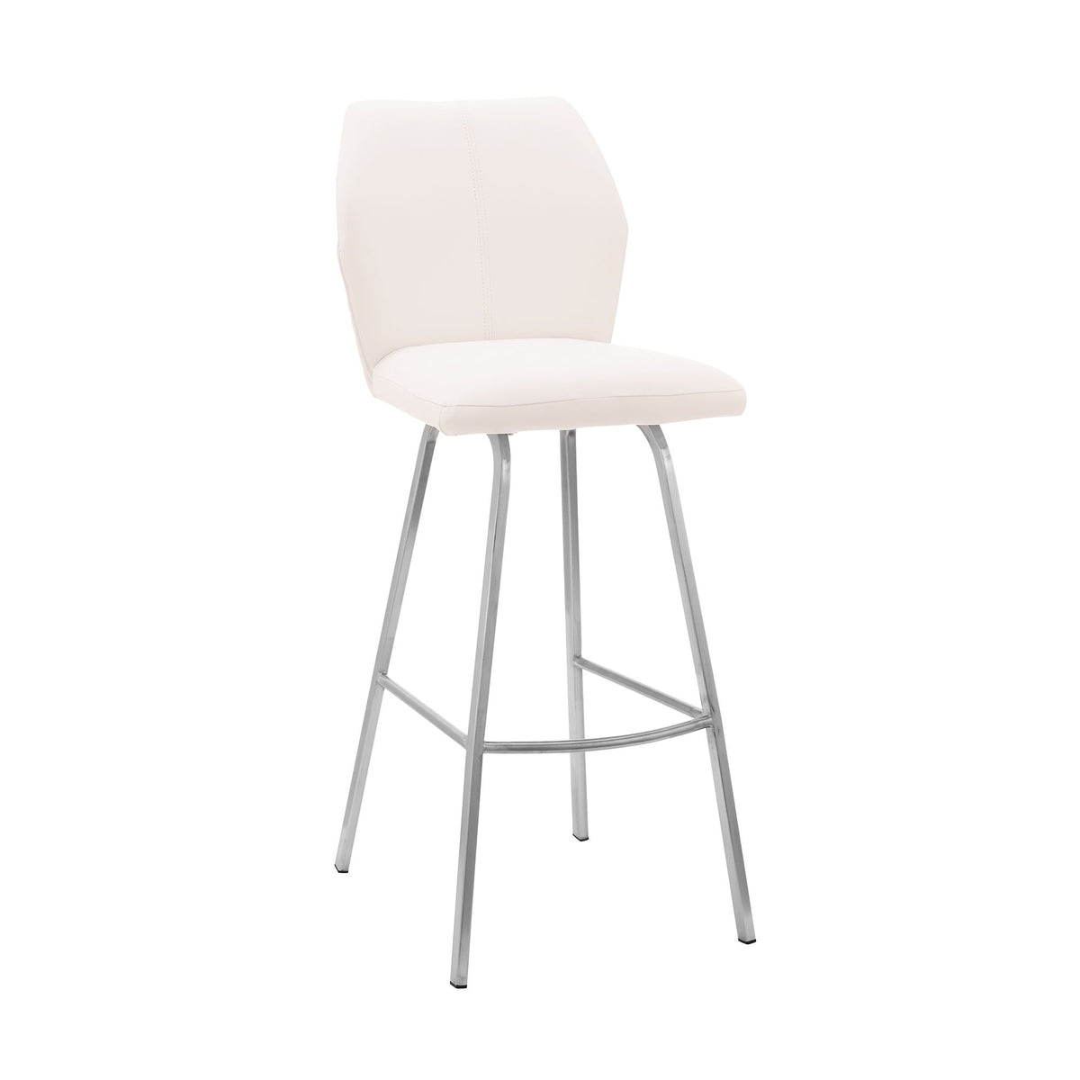 Tandy - Faux Leather And Brushed Stainless Steel 26" Counter Stool (Set of 2) - White