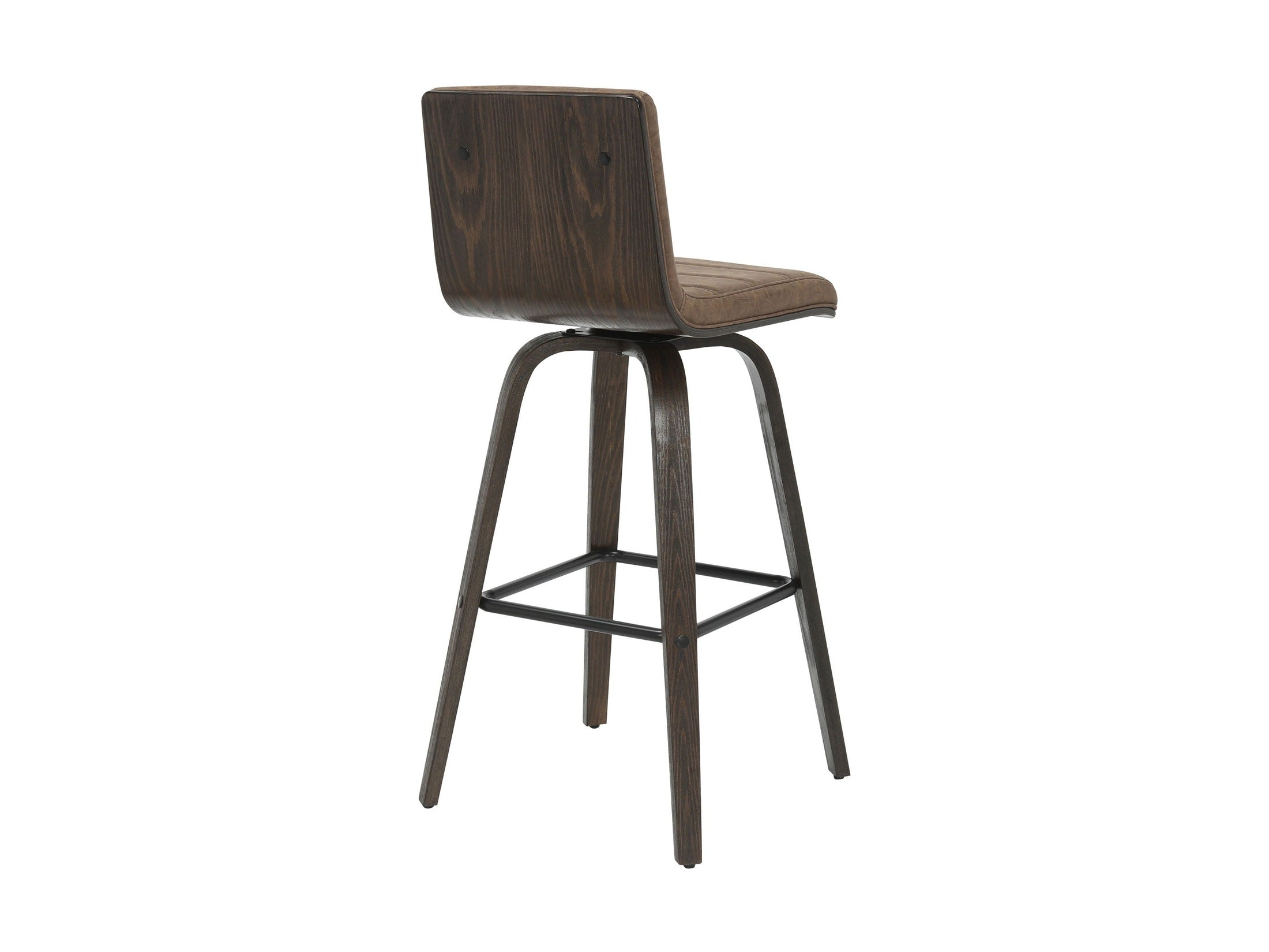 Vienna - 39.5" Swivel Bar Height Square Back Wood Bar Stool With Faux Leather Seat