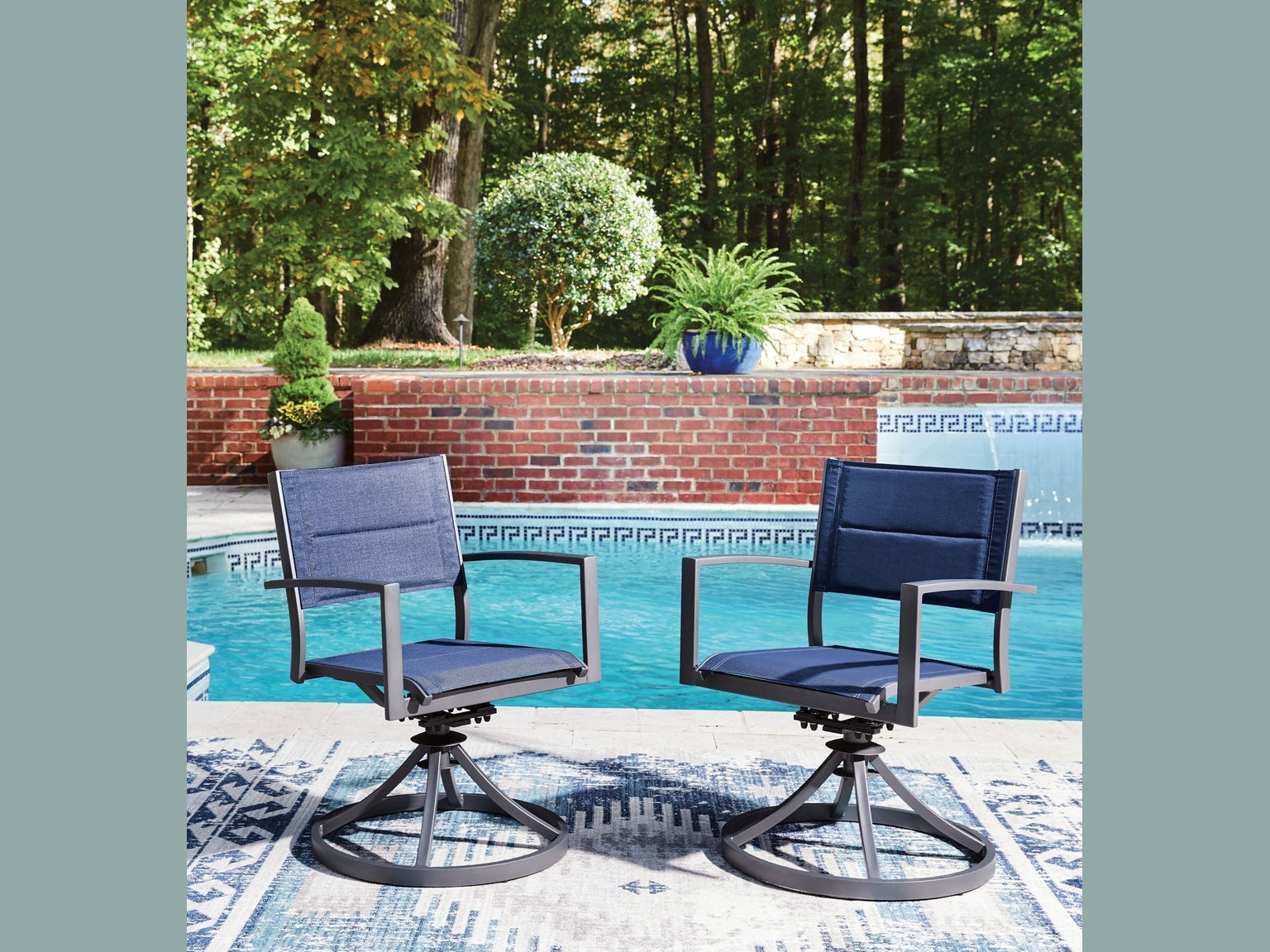 Point Bonita - Sling Swivel Chair (Set of 2) - Blue / Gray