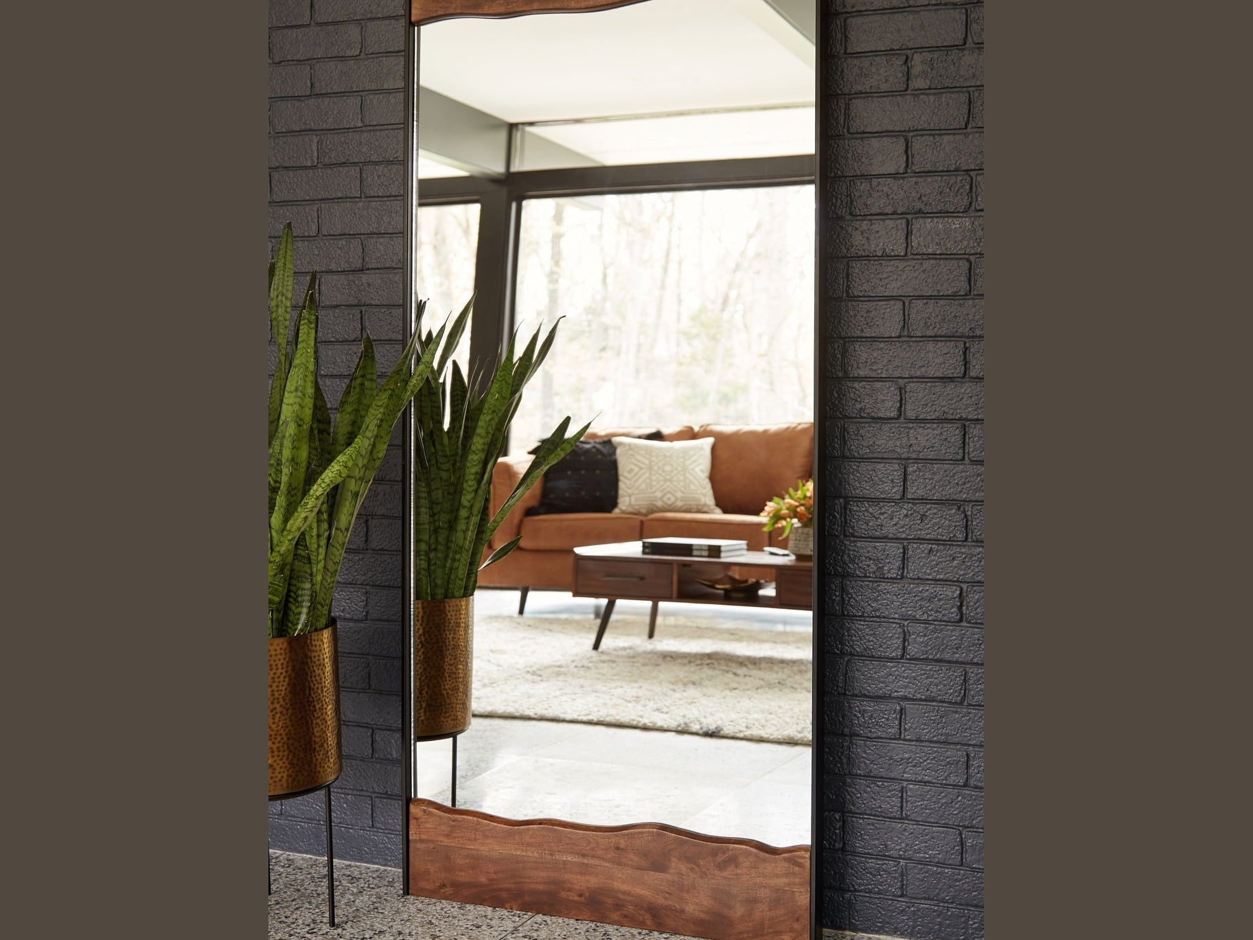 Panchali - Floor Mirror - Brown / Black