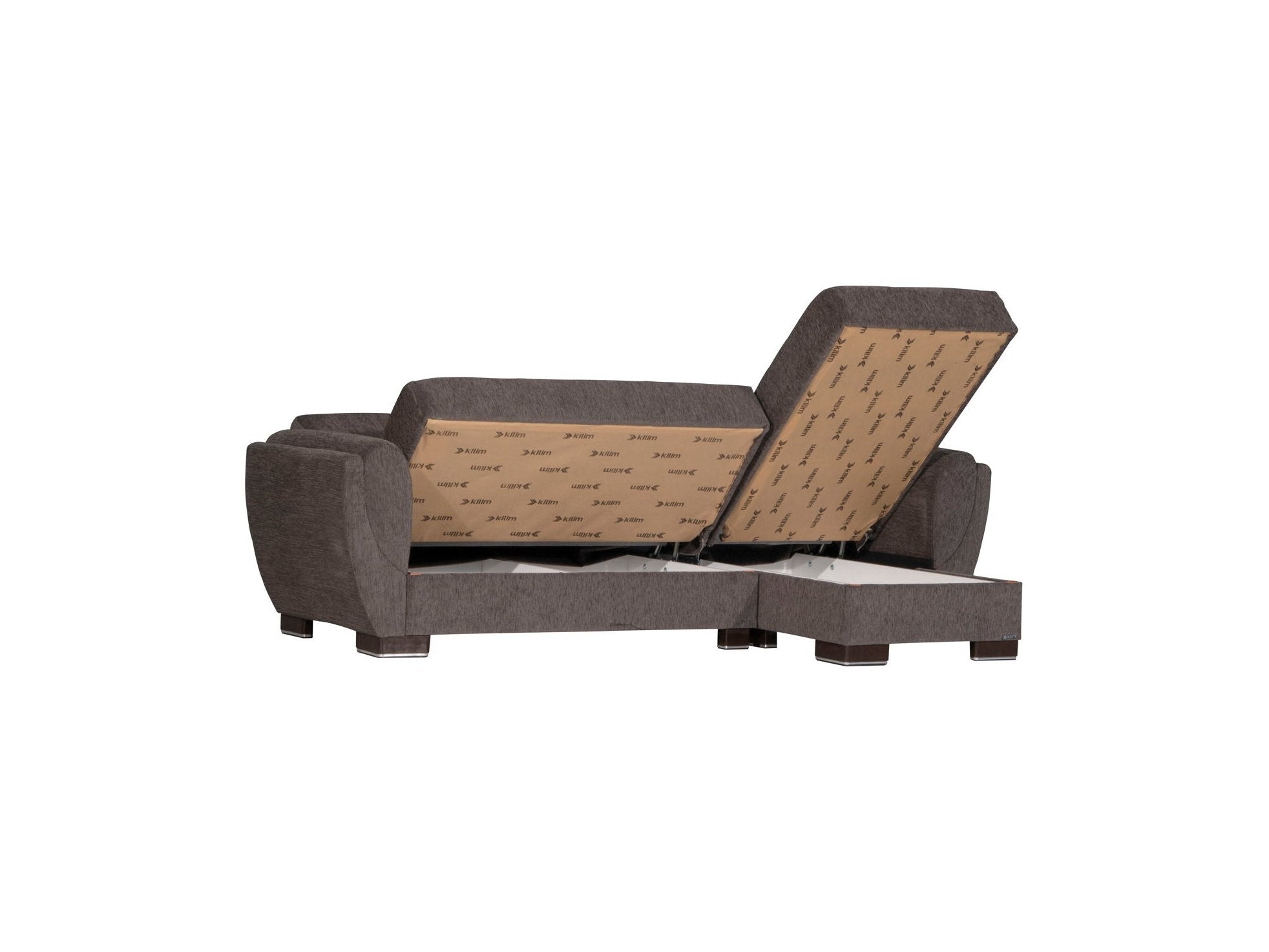 Ottomanson Armada Air - Upholstered Convertible Chaise Lounge With Storage - Gray Chenille