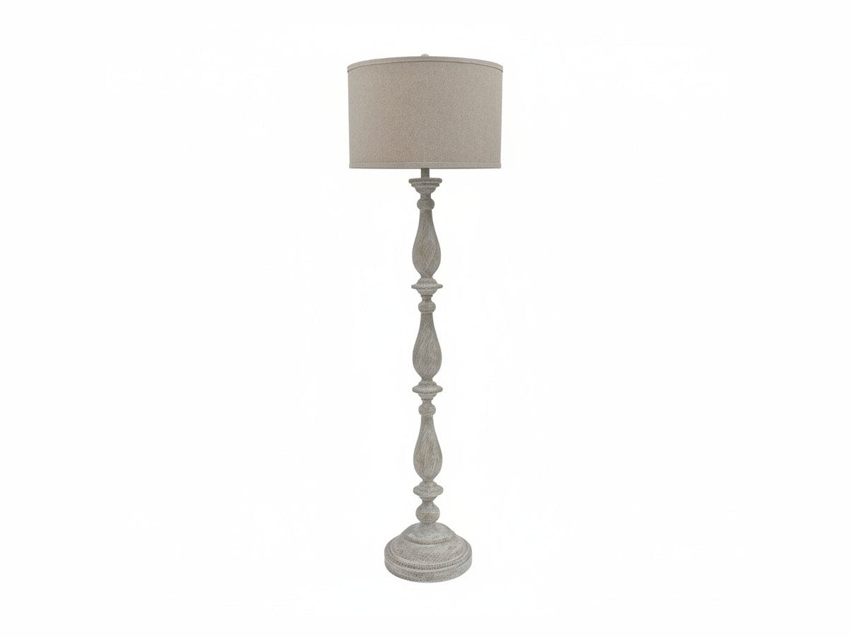 The Bernadate floor lamp with dimensions on a white background.