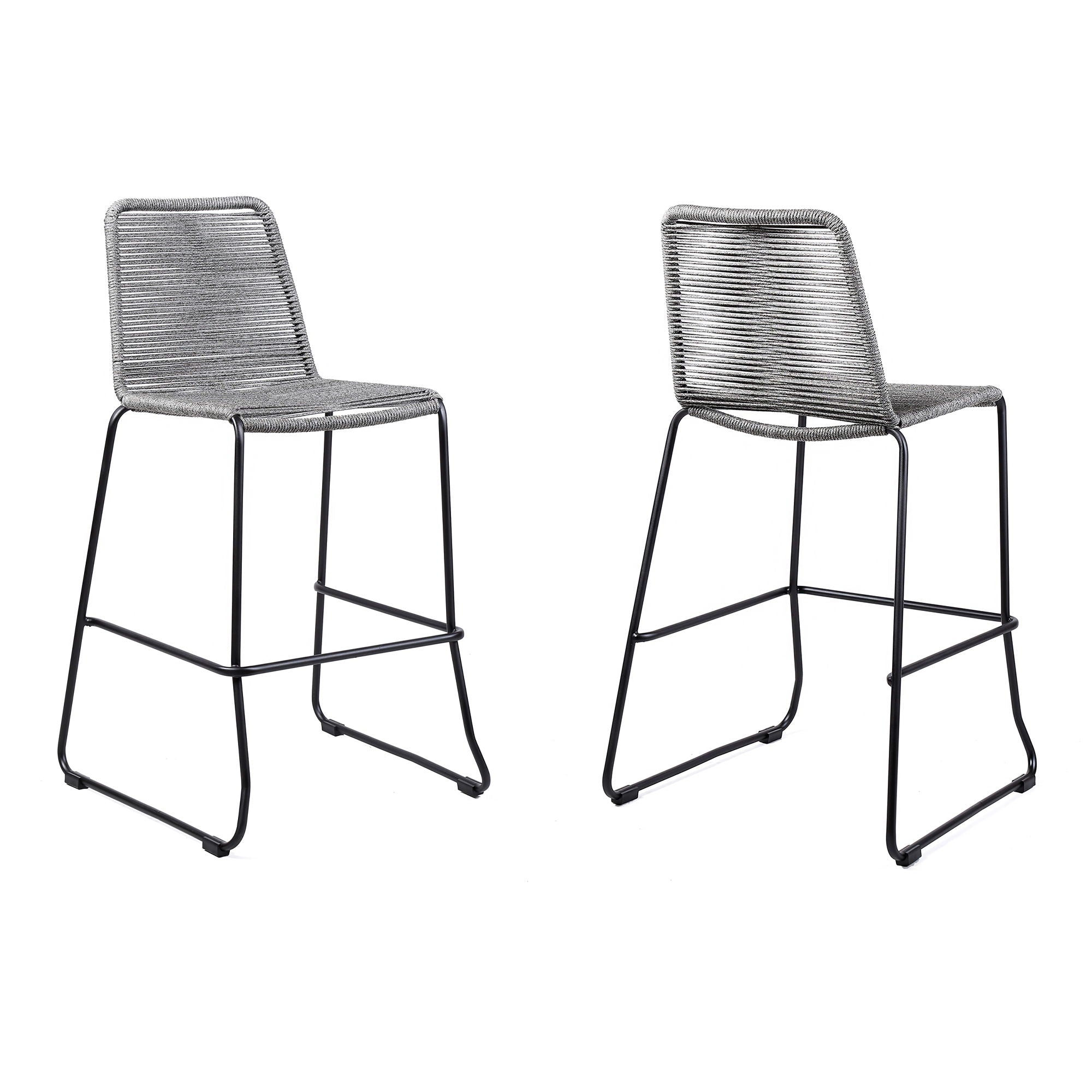 Shasta - 30" Outdoor Metal And Rope Stackable Barstool