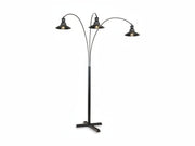Sheriel three-arm floor lamp with vintage-style shades on a white background