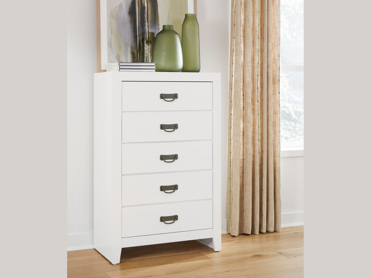 Binterglen - Five Drawer Chest - White