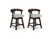 Haddigan - Upholstered Swivel Barstool (Set of 2) - Dark Brown
