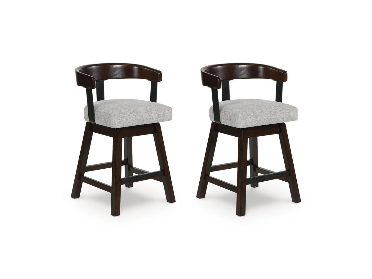 Haddigan - Upholstered Swivel Barstool (Set of 2) - Dark Brown
