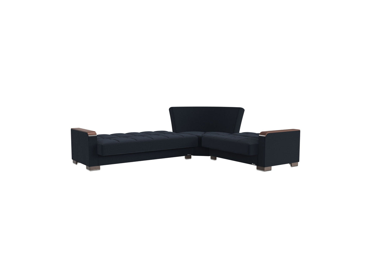 Ottomanson Armada X - Upholstered Convertible Wood Trimmed Sectional With Storage - Polyester