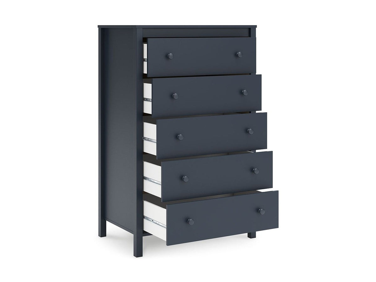 Simmenfort - Five Drawer Chest - Navy Blue