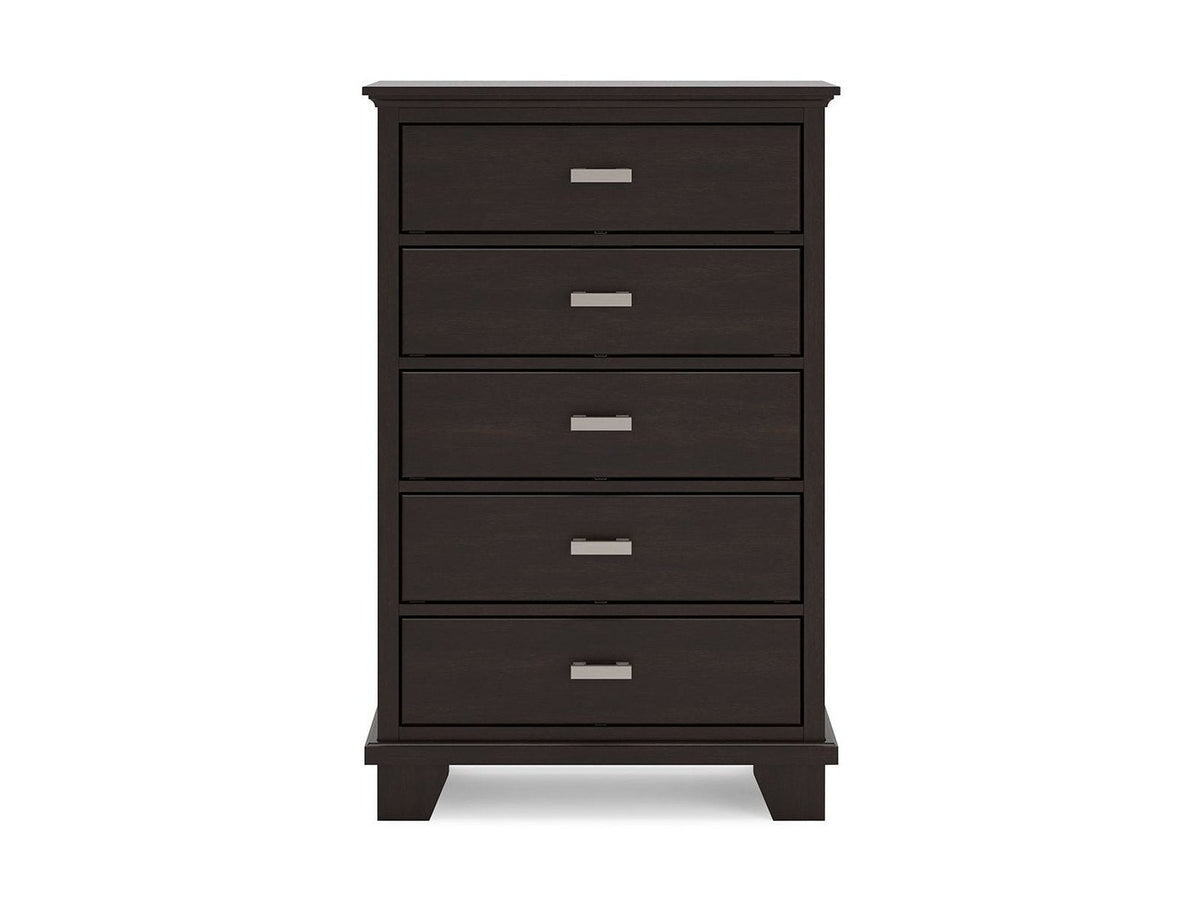 Covetown - Five Drawer Chest - Dark Brown
