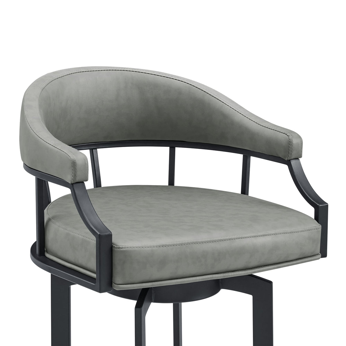 Edy - Swivel 30" Black Finish And Faux Leather Bar Stool - Gray