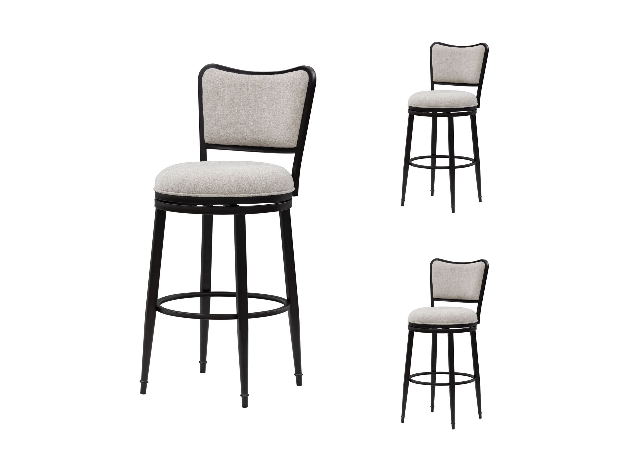 Baxter - Steel Frame Fabric Upholstered Swivel Bar Height Barstool
