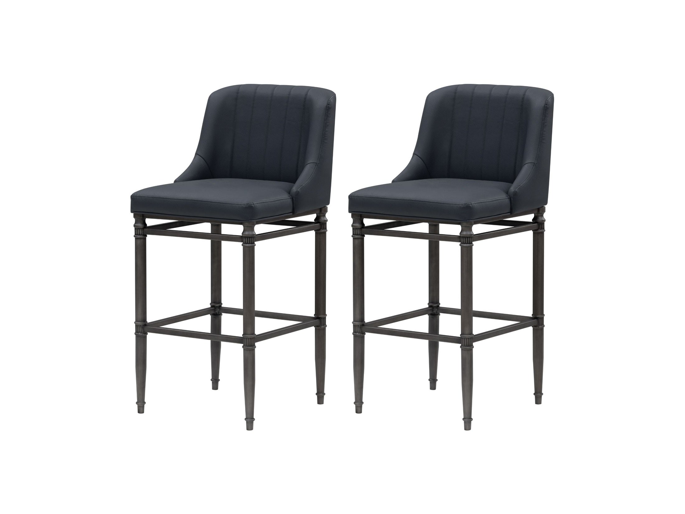 Marvin - Steel Frame Faux Leather Upholstered Bar Height Barstool