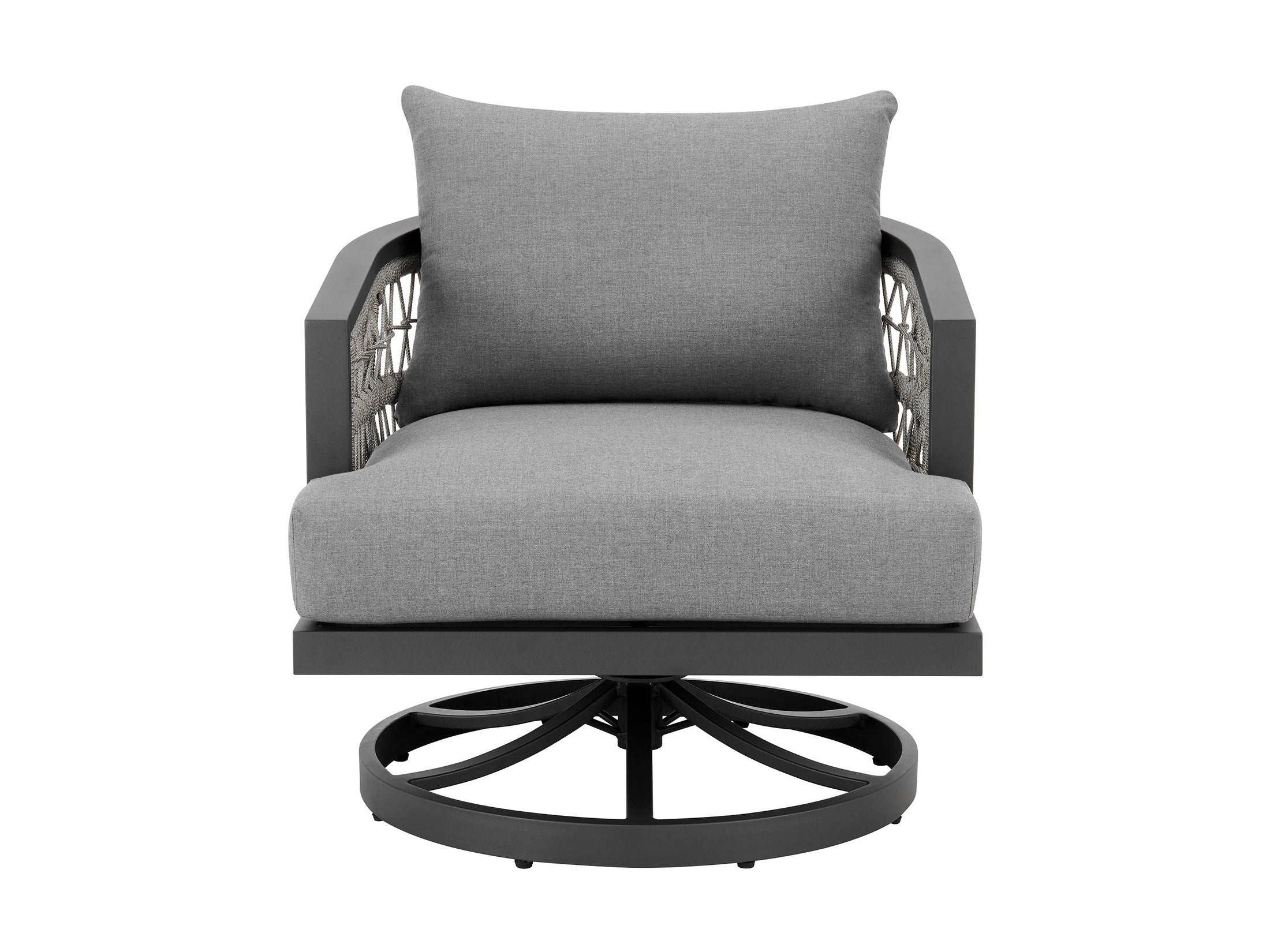 Zella - Outdoor Patio Swivel Armchair - Light Gray / Earl Gray