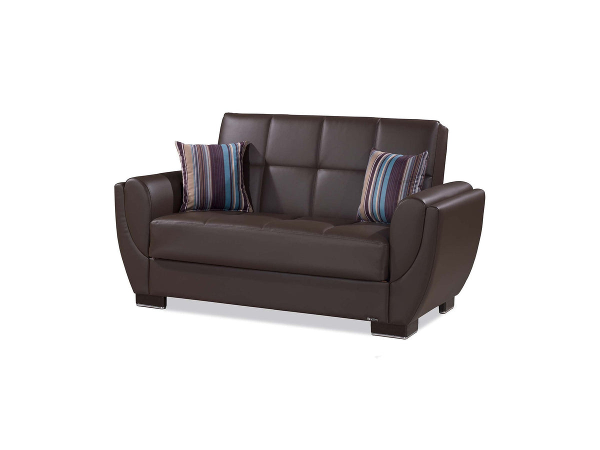 Ottomanson Armada Air - Upholstered Convertible Loveseat With Storage - Brown PU