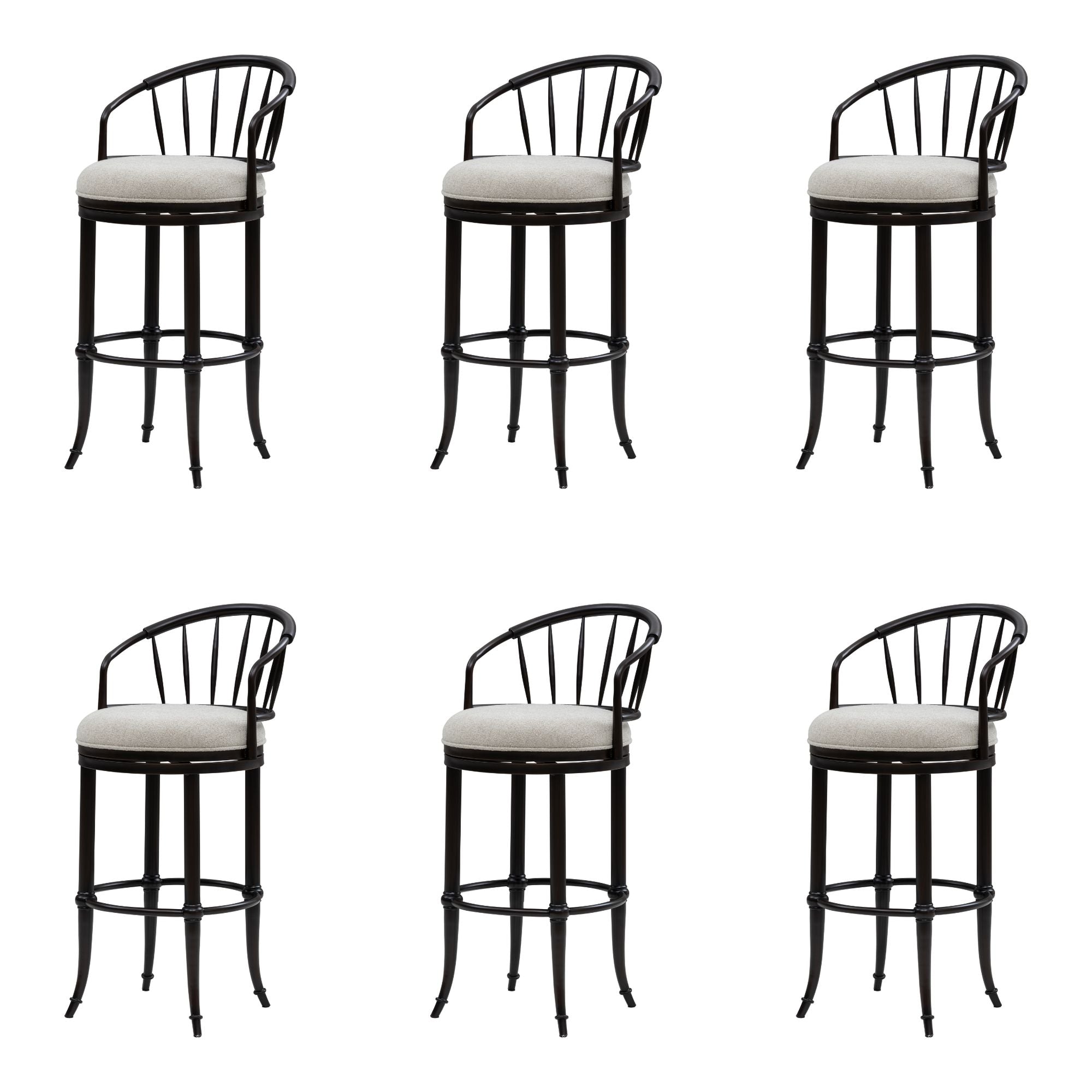 Luther - Commercial Grade Steel Frame Fabric Upholstered Swivel Bar Height Barstool