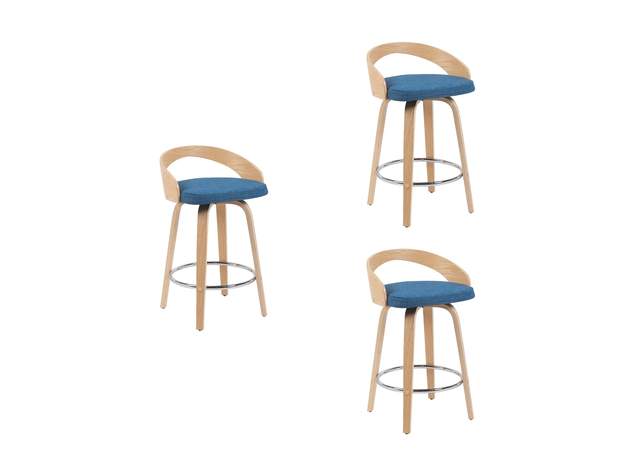 Sonia - Modern Swivel Counter Height Bar Stool - Patterned Oak Wood Finish