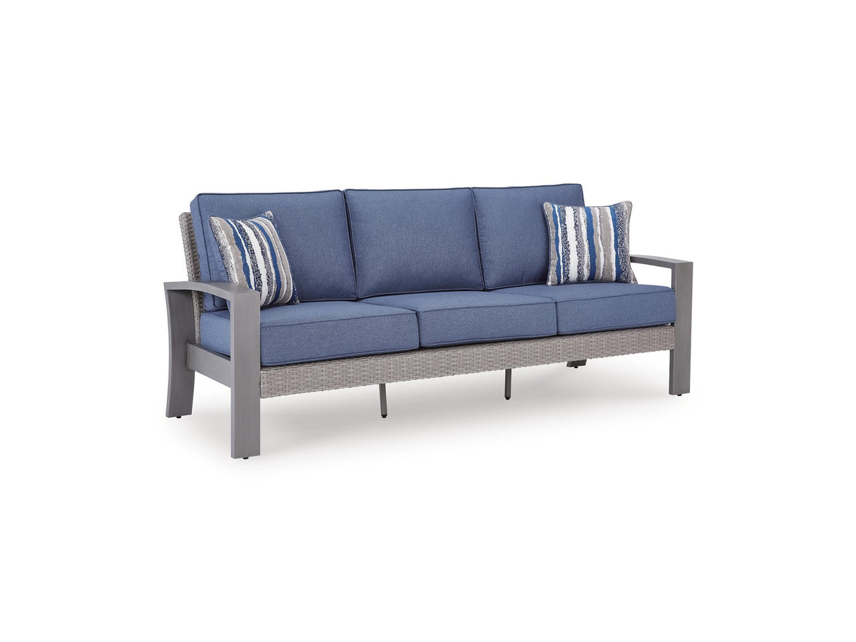 Half Moon Beach - Sofa With Cushion - Blue / Gray