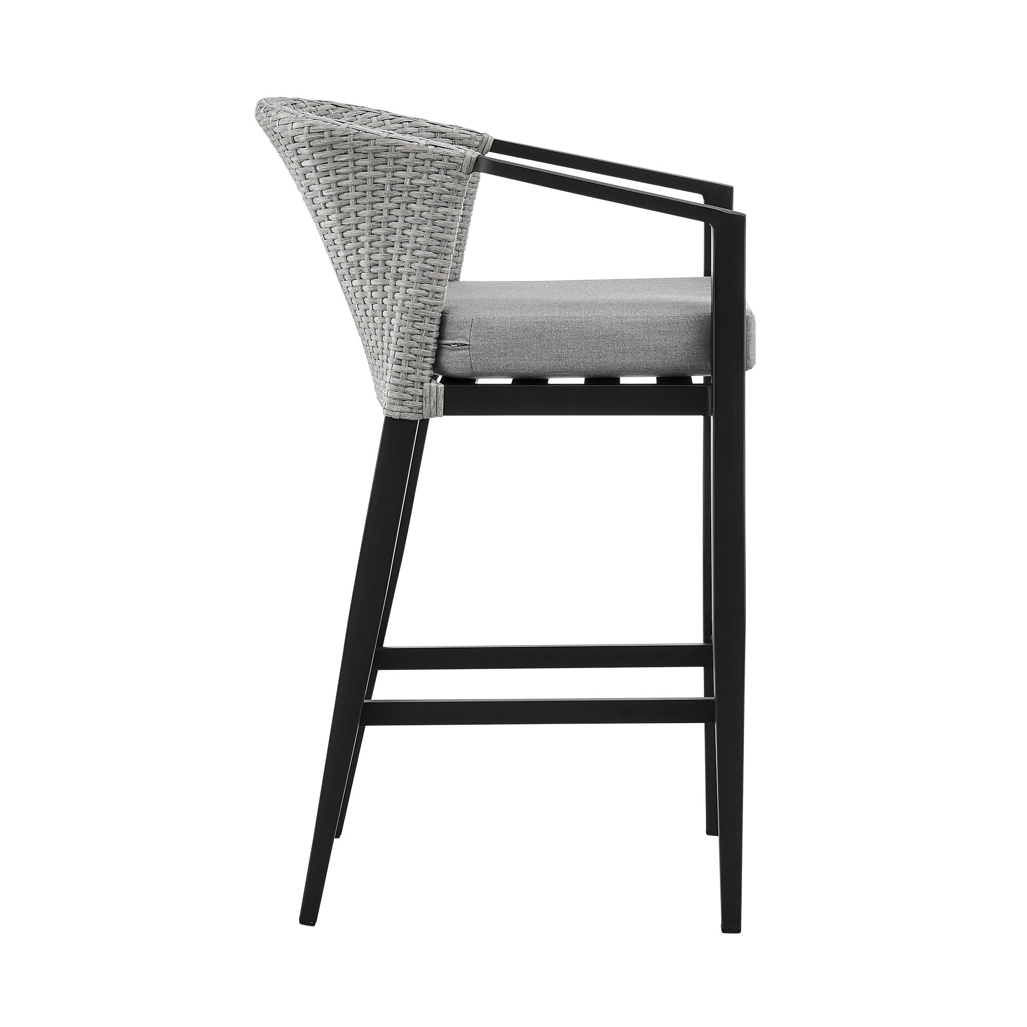 Palma - Outdoor Patio 5-Piece Bar Table Set In Aluminum With Gray Cushions