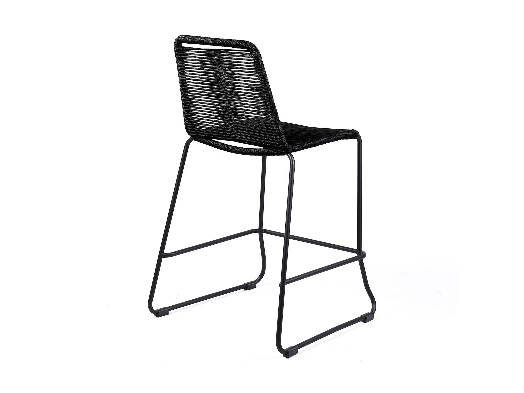 Shasta - 26" Outdoor Metal And Rope Stackable Barstool