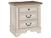 Realyn - Three Drawer Night Stand - White / Brown / Beige
