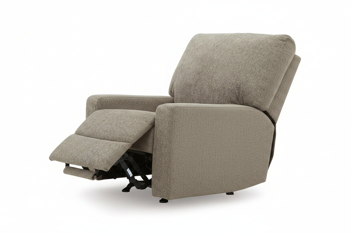 Gray recliner chair on a white background