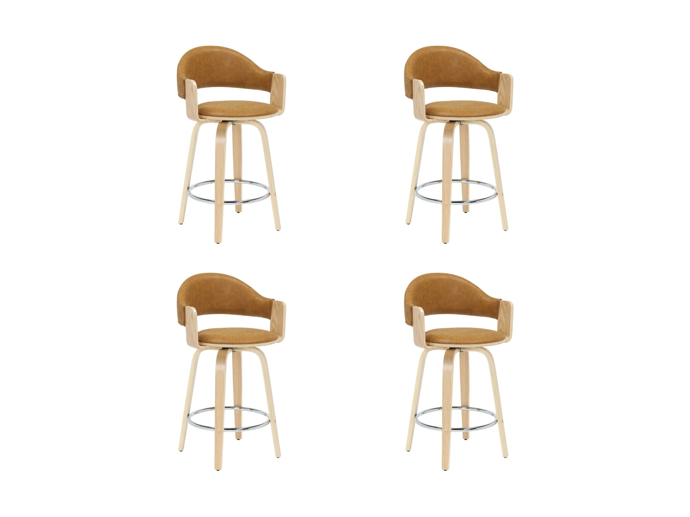 Daxton - Swivel Counter Height Round Back Wood Bar Stool With Faux Leather Seat