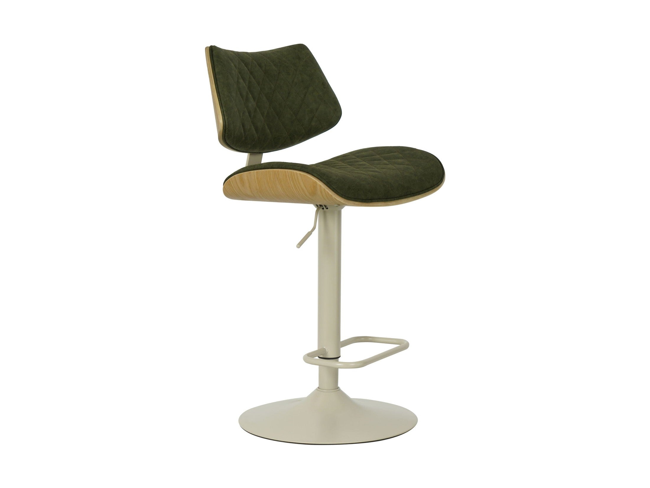 Leland - Adjustable Swivel Curved Back Wood Bar Stool With Faux Leather Seat