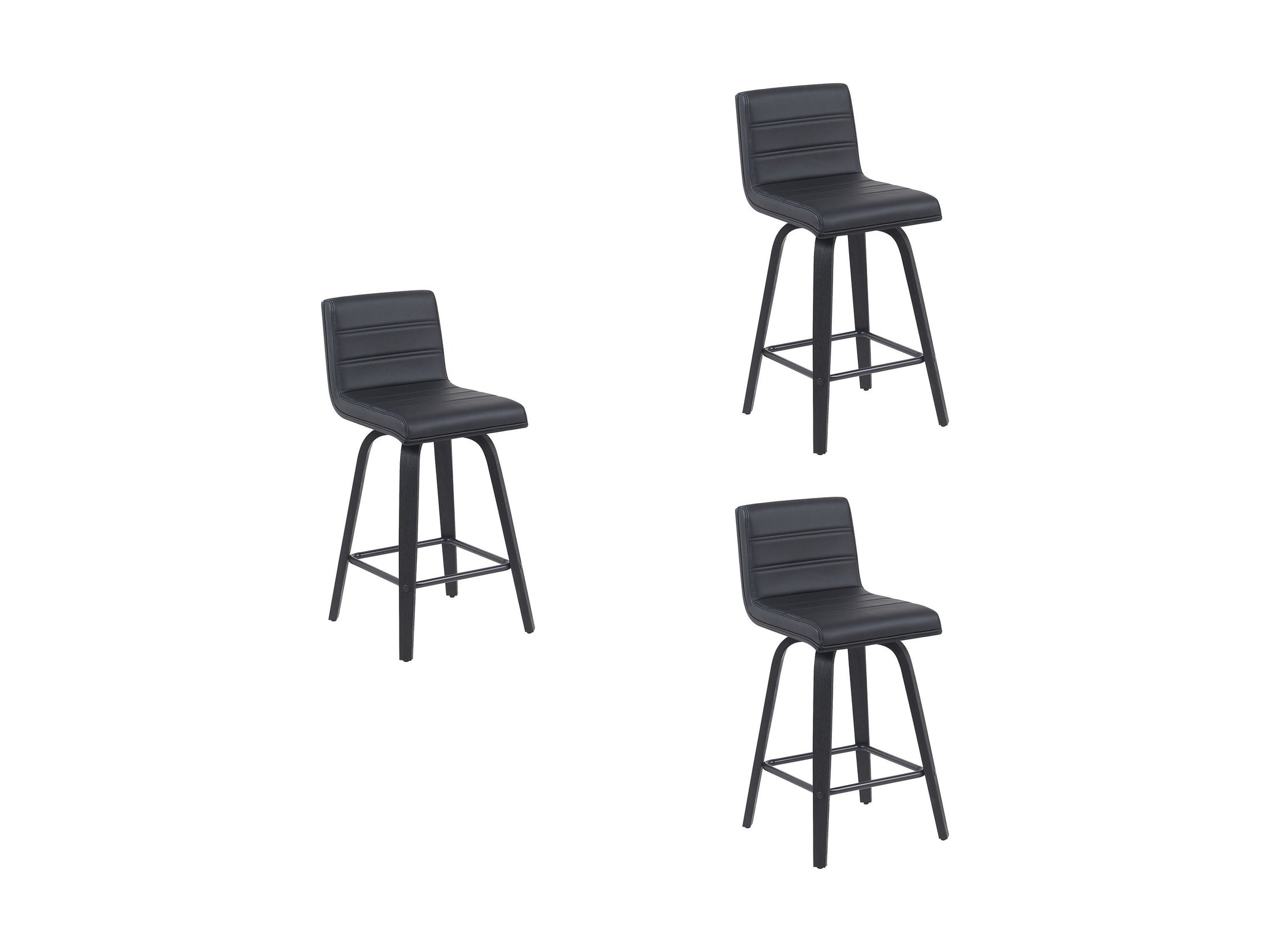 Vienna - Modern Counter Height Swivel Bar Stool - Black Brushed Wood Frame